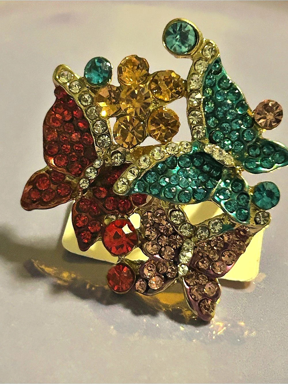 Multicolor Crystal Statement Ring Like New
